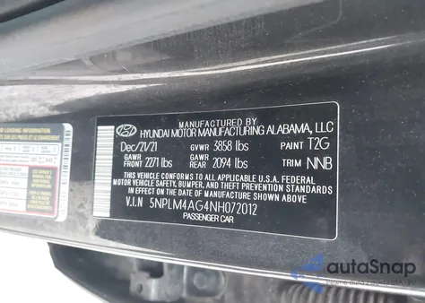 2022 Hyundai Elantra Sel from USA, damaged, VIN 5NPLM4AG4NH072012